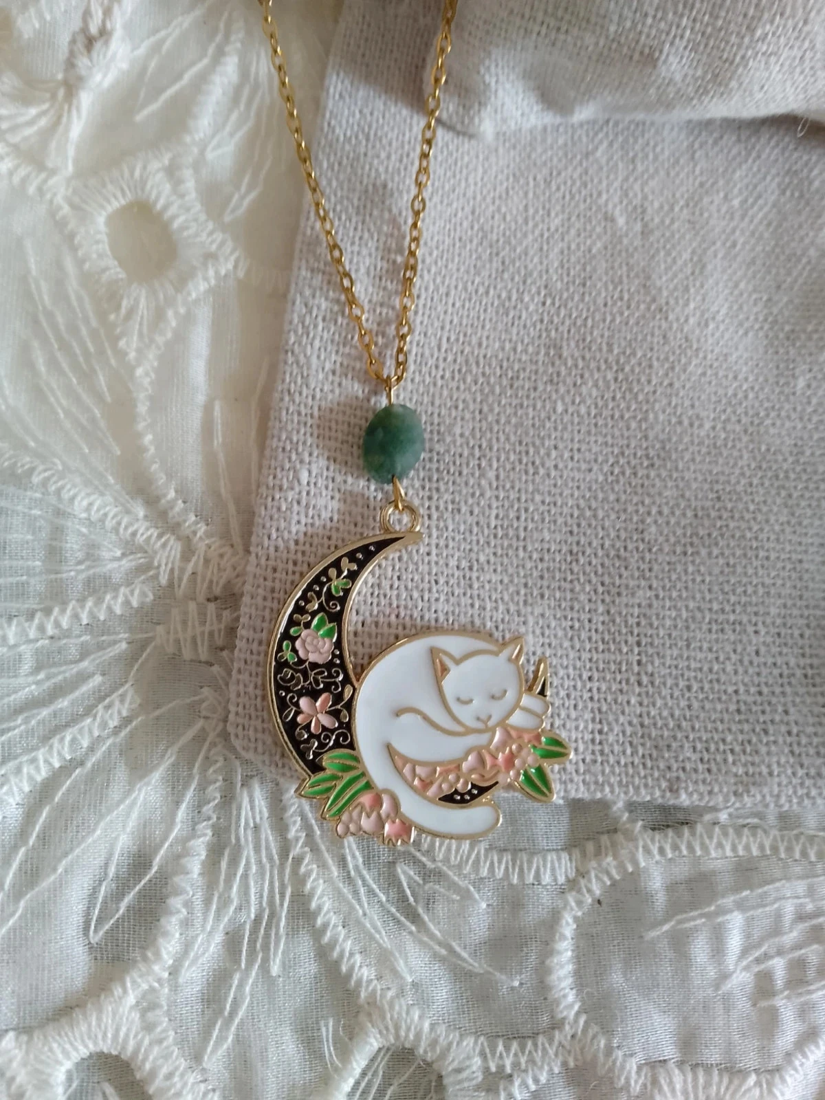 Ketten met maankat op ketting met Indiase agaat steen – photo 2